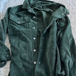 Green Corduroy Button-Up Shirt. Work once